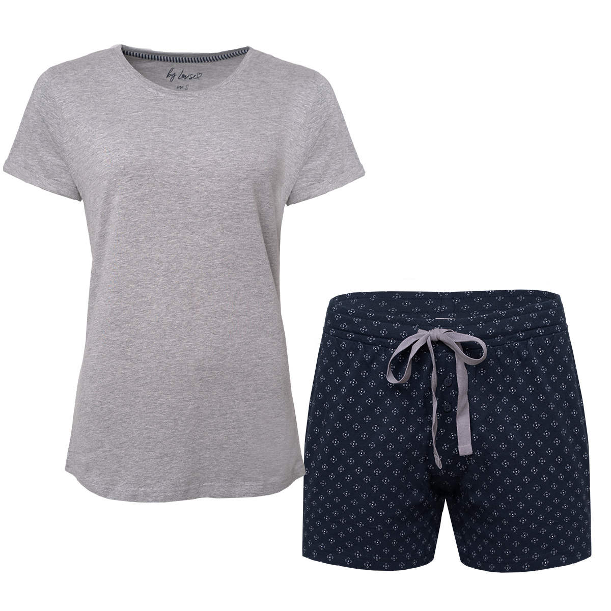 By Louise By Louise Essential Dames Pyjamasets Grijs / Blauw Shortama + Top Top Merken Winkel